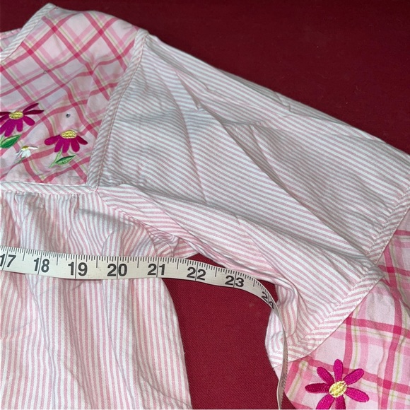 Quacker Factory PINK striped FLORAL night Dress Nightgown Cotton EMBROIDERY LRG - Picture 5 of 16